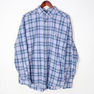 Vineyard Vines Men’s Shirt Nautical Preppy Coastal Blue Plaid Cotton Size XL